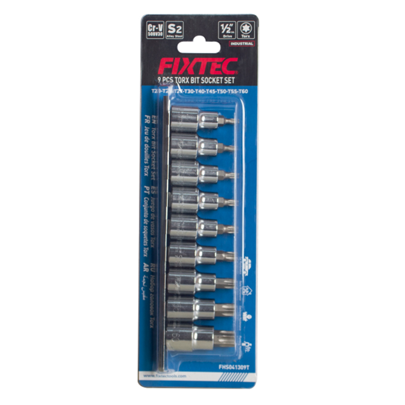 Jeu de 9 douilles Dr. Torx 1/2'