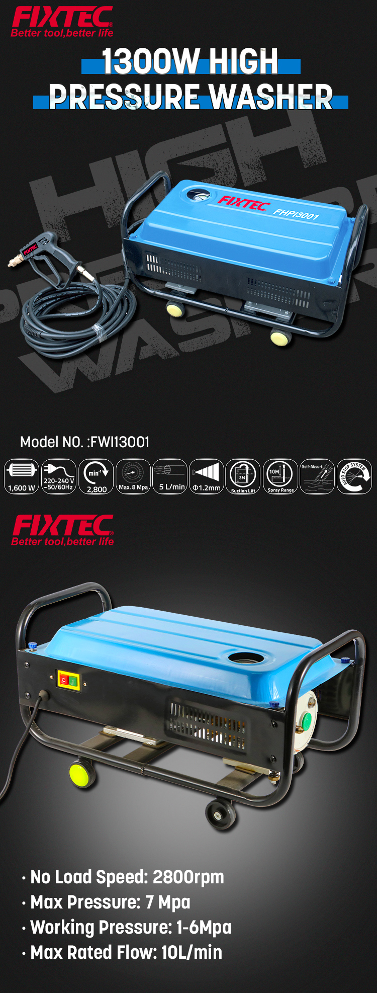 Nettoyeur haute pression 1300W