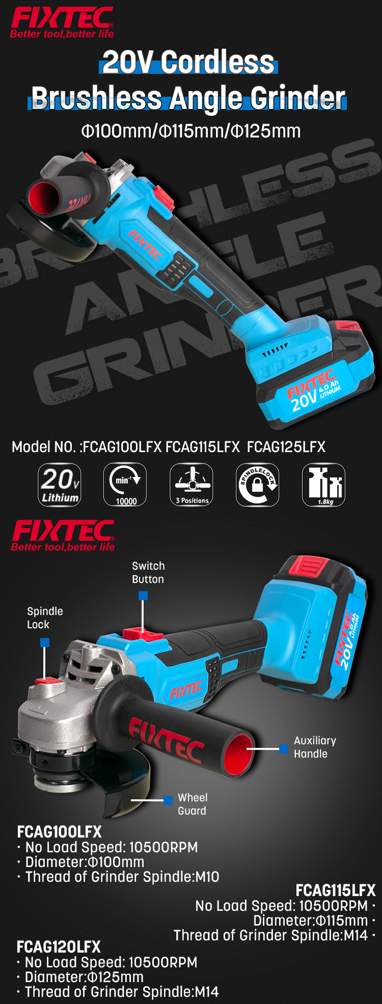 meuleuse d'angle sans fil 20v