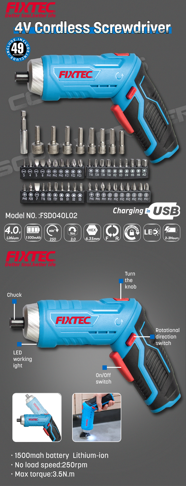 Tournevis sans fil 4v