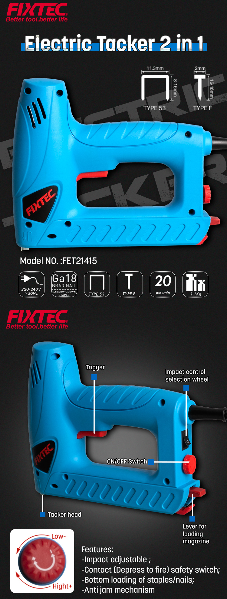 pistolet &agrave; clous &eacute;lectrique