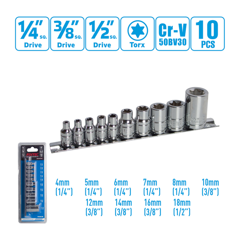 Jeu de douilles e-torx CR-V 10 pièces