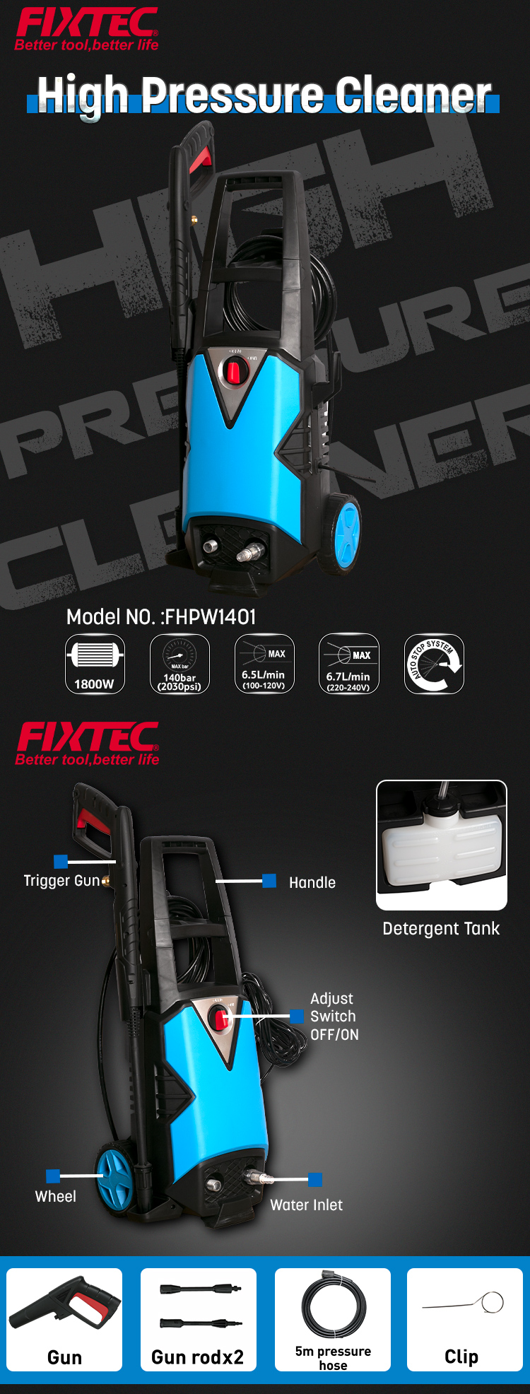 Nettoyeur haute pression 1800W