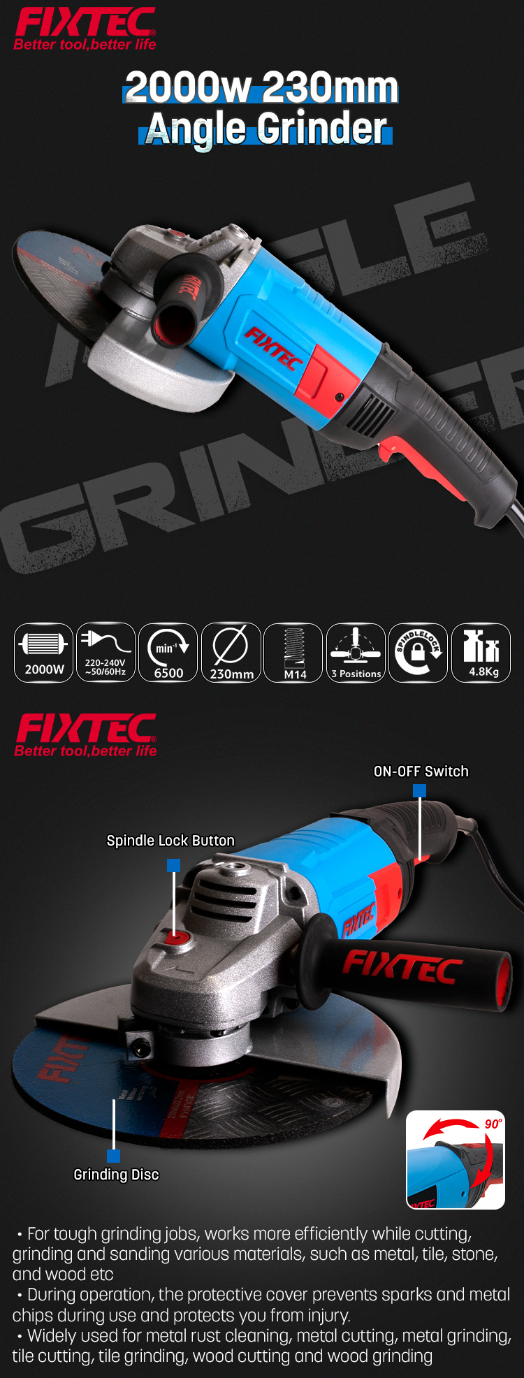 Meuleuse d'angle 2000W 230mm